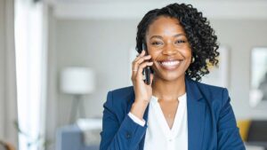 Professional woman talking on her mobile
